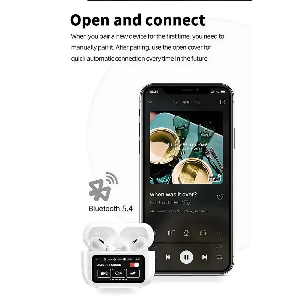 Smart Display Earbuds With Touch Screen