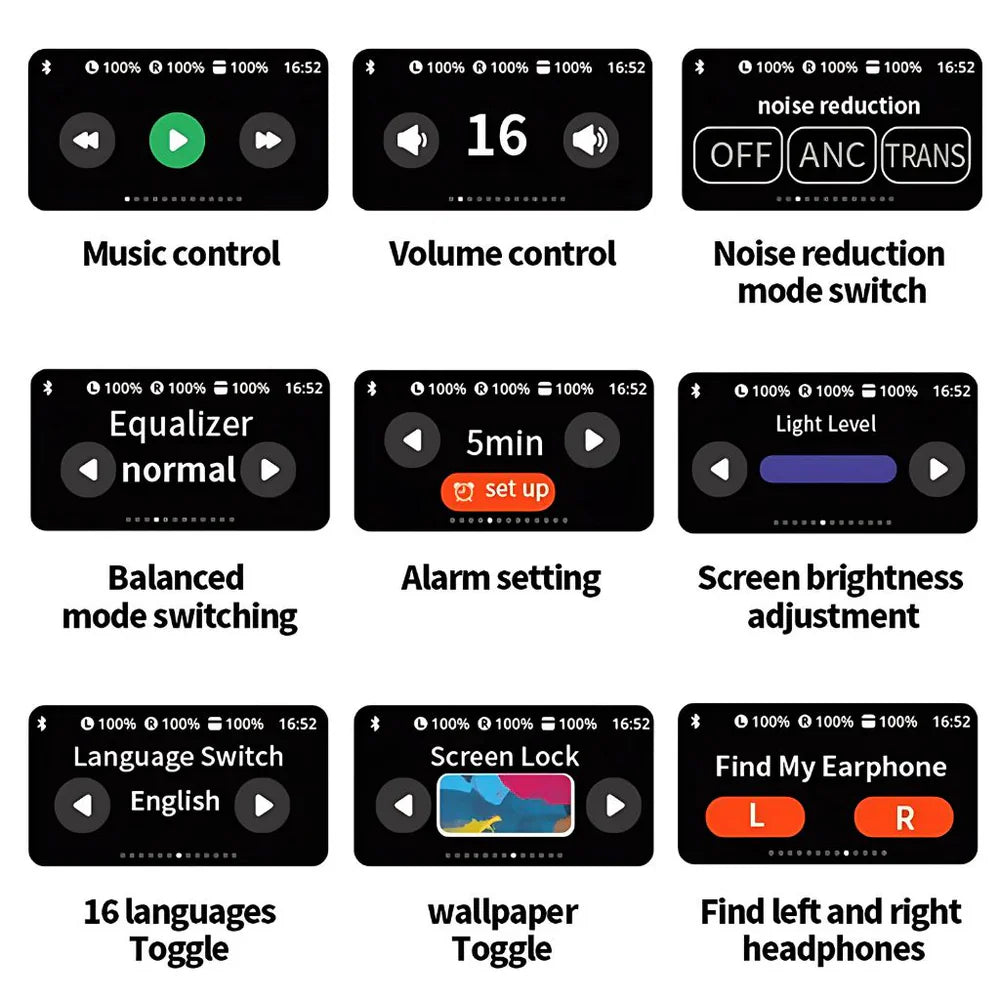 Smart Display Earbuds With Touch Screen