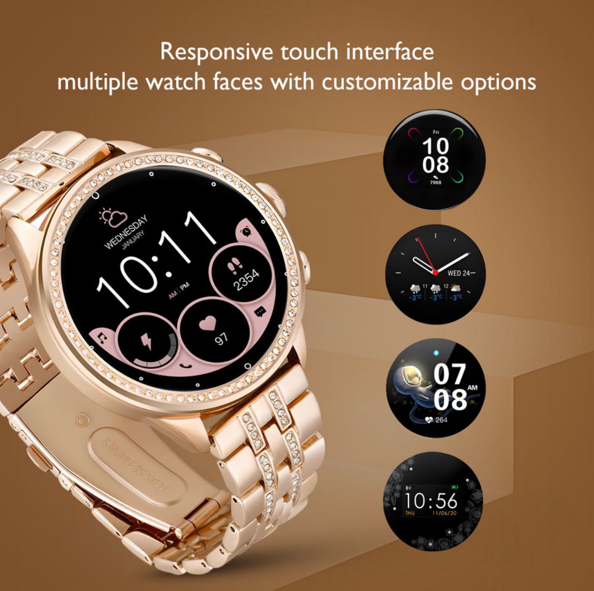 51 GADGETS DIAMOMD SMART WATCH WITH WIRELESS CHARGER